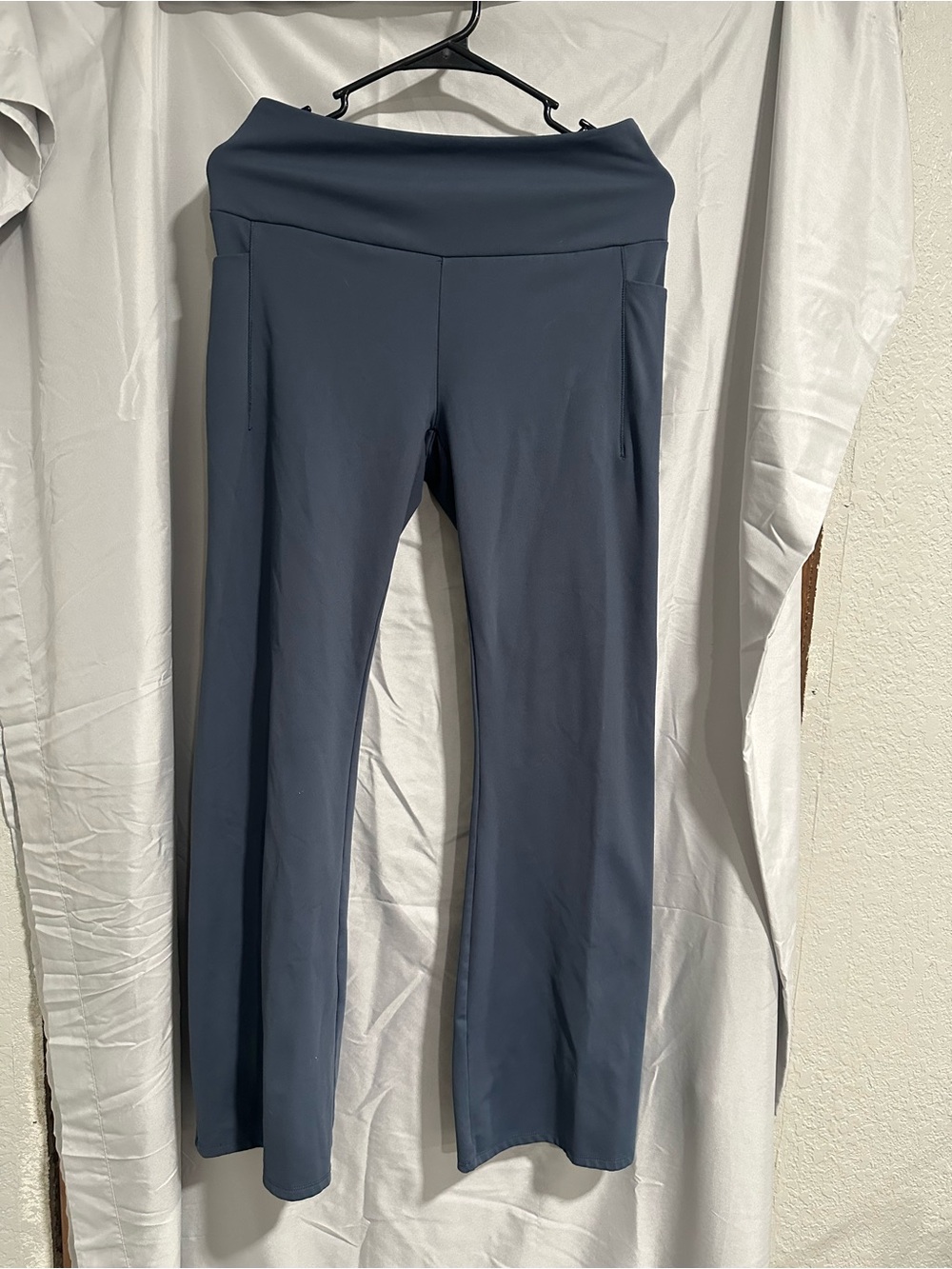 Rbx Women’s Fold-Over Waist Flare Yoga Pants - Slate Blue